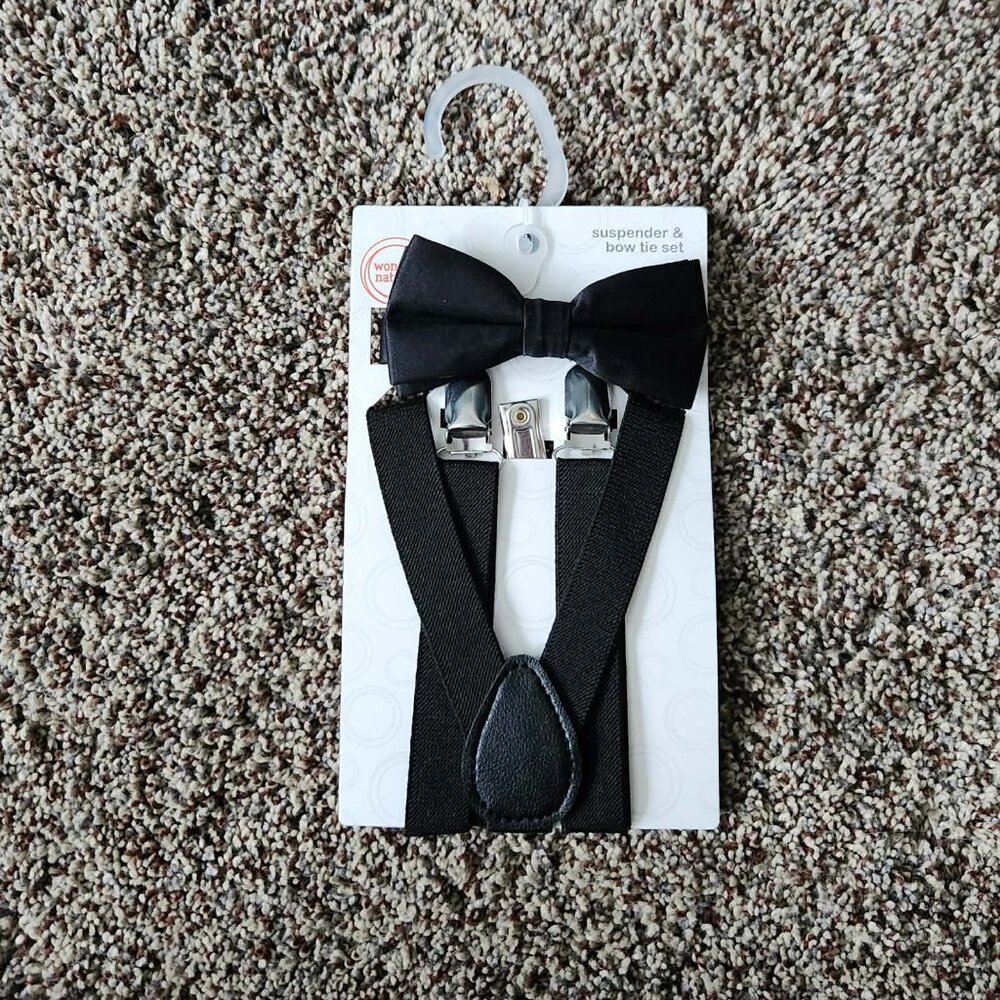 Wonder Nation Boys Suspenders and Bow Tie Set, 2-Piece Set - One Size - NWT